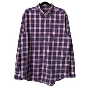Vineyard Vines Shirt Mens Large Blue Red Classic Fit Tucker Plaid Preppy Flannel